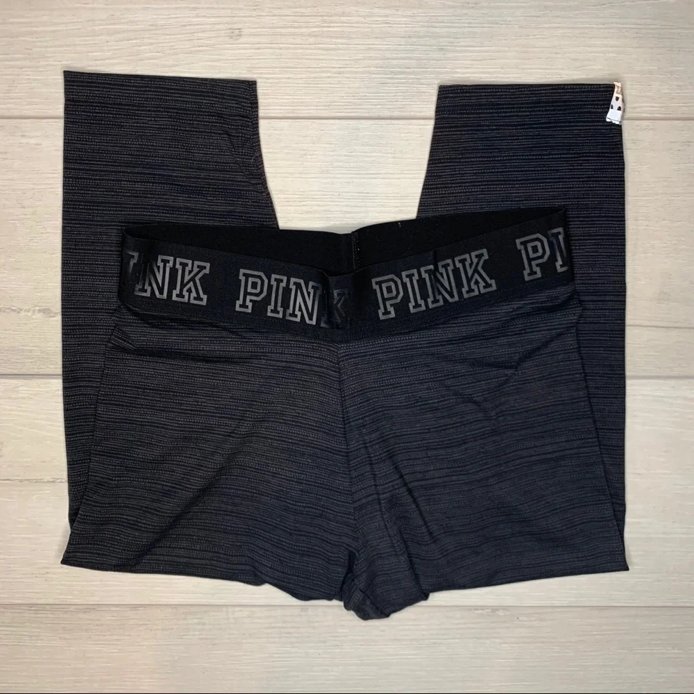 Pink Ultimate Heathered Black Cropped Legging Size Small